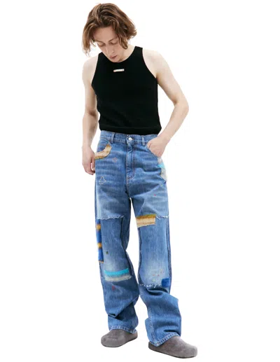 Marni Patchwork Jeans In Blue