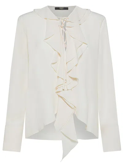 Seventy Silk Shirt With Front Ruffles In White