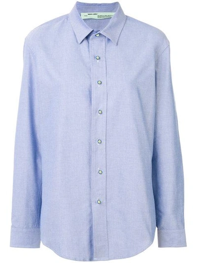 Off-white Point-collar Oxford-cotton Shirt In Blue