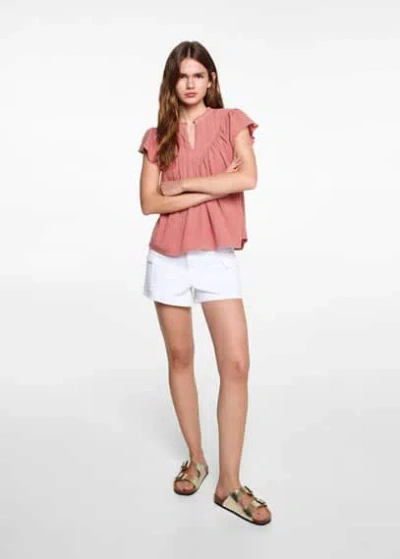 Mango Teen Cheesecloth Cotton Blouse Strawberry