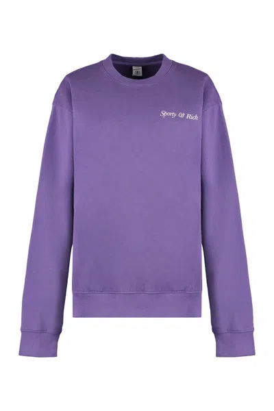 Sporty And Rich Sporty & Rich Cotton Crew-neck Sweatshirt In Purple
