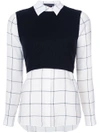 Alice And Olivia Two-piece Lucinda Cropped Sweater Vest & Windowpane Shirt
