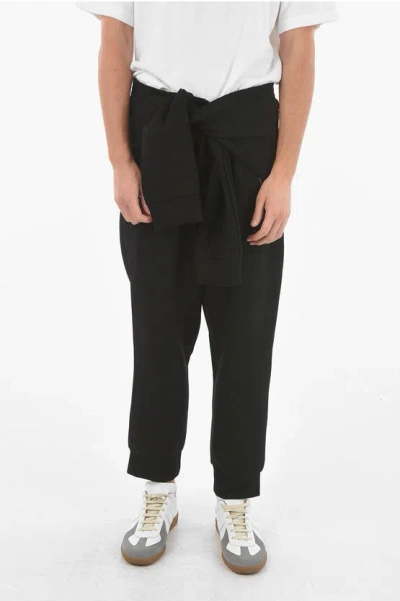 Neil Barrett Loose Fit Hybrid Joggers With Sleeves To Tie At The Waist In Black