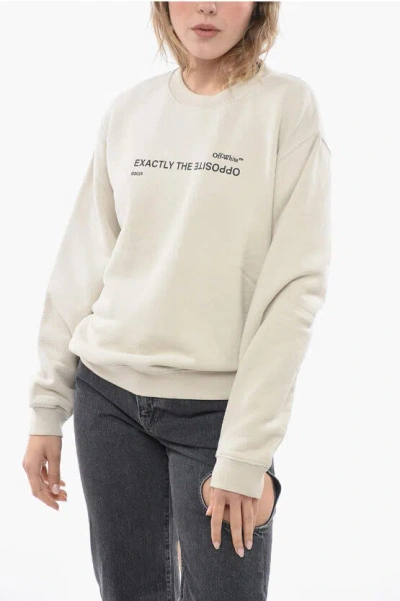 Off-white Exactly The Opposite Printed Sweatshirt In Grey/fuchsia