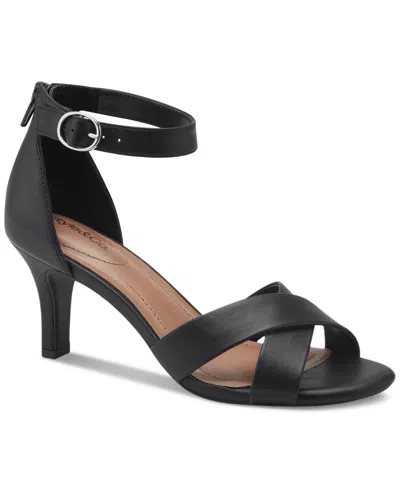 Style & Co Priyaa Ankle-strap Dress Sandals, Created For Macy's In Black Smooth