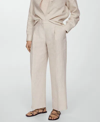 Mango Women's Straight Linen-blend Pants In Gray Pastel