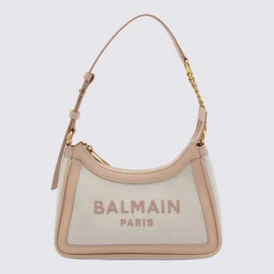 Balmain Creme And Nude Leather B-army Shoulder Bag In Creme/nude