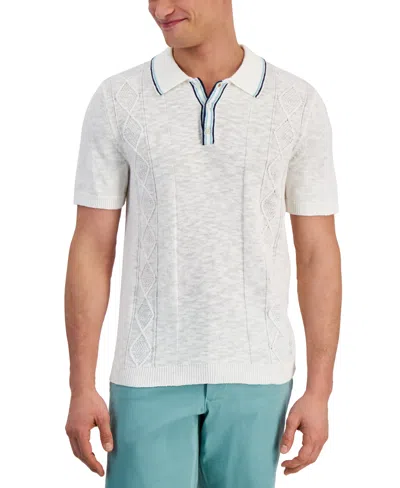 Club Room Men's Luxury Sweater Short-sleeve Polo Shirt, Created For Macy's In Winter Ivory