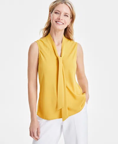 Kasper Women's Sleeveless Tie-neck Top, Regular And Petite Sizes In Gold Signature