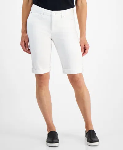 Jones New York Petite Lexington Denim Bermuda Shorts In Soft White