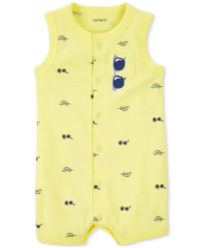Carter's Baby Boys Sunglasses Snap-up Cotton Romper In Yellow