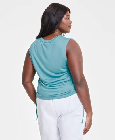 Macy's On 34th Trendy Plus Size Cinched Muscle Tee, Created For  In Bright White