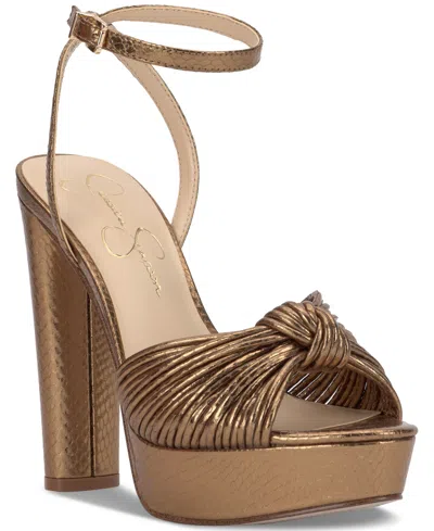 Jessica Simpson Women's Immie Platform Dress Sandals In Bronze Metallic