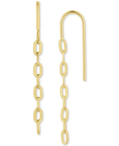 Giani Bernini Polished Chain Link Threader Earrings, Created By Macy's In Gold Over Silver