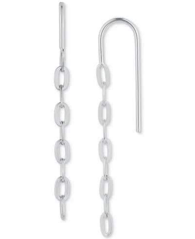 Giani Bernini Polished Chain Link Threader Earrings, Created By Macy's In Silver