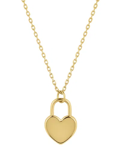 Giani Bernini Polished Heart Padlock Pendant Necklace, 16" + 2" Extender, Created For Macy's In Gold Over Silver