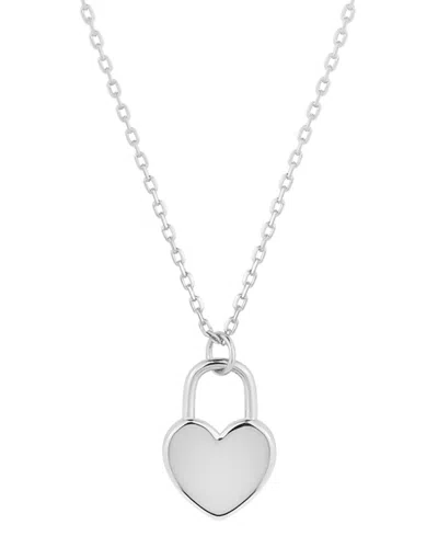 Giani Bernini Polished Heart Padlock Pendant Necklace, 16" + 2" Extender, Created For Macy's In Silver