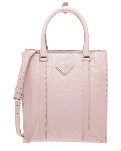 Prada Smooth Leather Tote Bag In Pink