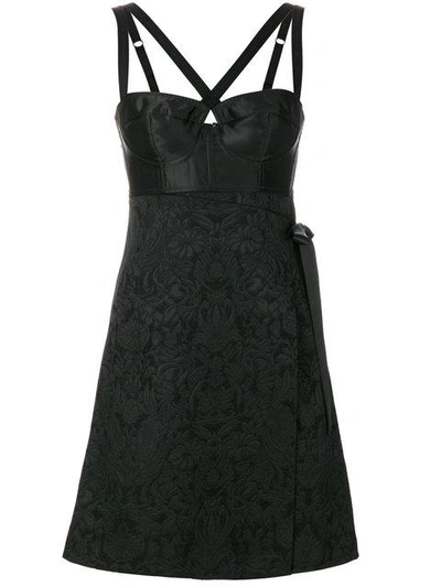 Dolce & Gabbana Stretch Jacquard & Satin Mini Dress In Black