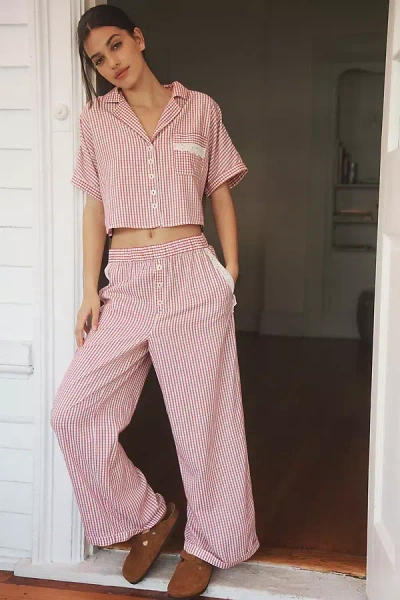By Anthropologie Gingham Pyjama Bottoms In Red
