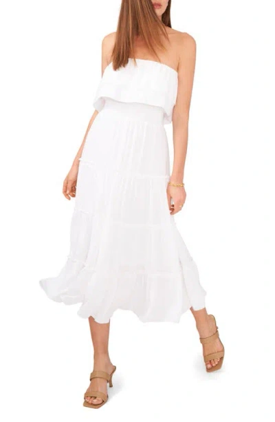 1.state Strapless Ruffle Tiered Maxi Dress In Ultra White