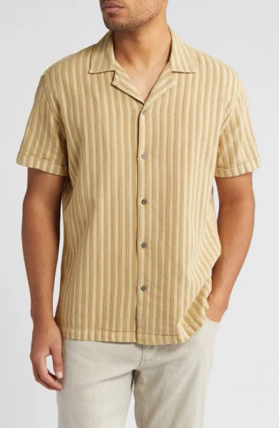 Rails Sinclair Jacquard Stripe Short Sleeve Cotton Button-up Shirt In Jute