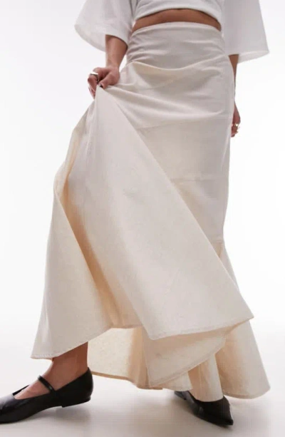 Topshop Tiered Disjointed Maxi Skirt In Ivory-white