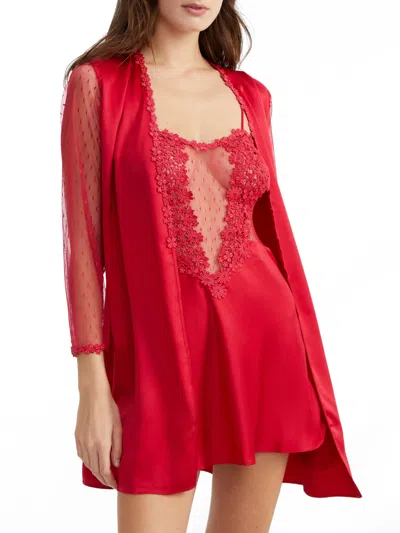 Flora Nikrooz Women's Showstopper Charmeuse Robe In Red