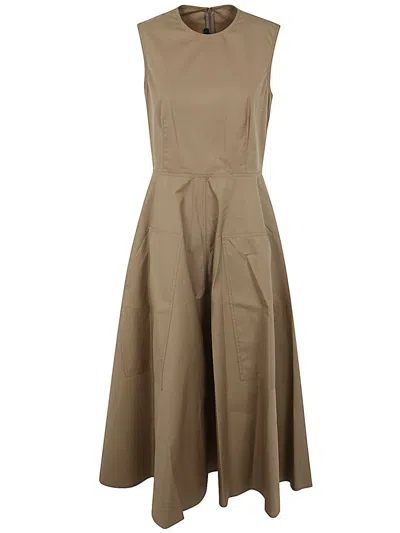 Sofie D Hoore Long Dress With Two Applied Pockets Clothing In Brown