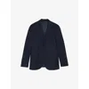 Ted Baker Mens Navy Compact Notch-lapel Single Breasted Woven Blazer