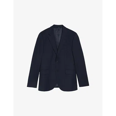 Ted Baker Mens Navy Compact Notch-lapel Single Breasted Woven Blazer