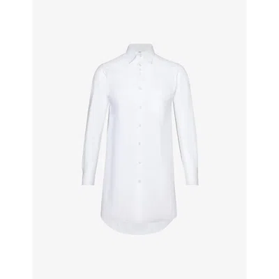 Shiro Sakai Womens White Collar Curved-hem Cotton Shirt