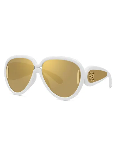 Loewe Men's Anagram Oversized Oval Sunglasses In White Brown Mirror