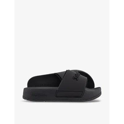 Juicy Couture Womens Black Breanna Logo-embossed Rubber Sliders