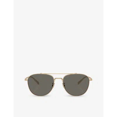 Oliver Peoples Mens Gold Ov1335st Pilot-frame Titanium Sunglasses