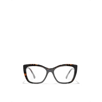 Pre-owned Chanel Womens Black Ch3460 Cat-eye Acetate Eyeglasses