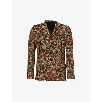 Undercover Floral-pattern Single-breasted Blazer In Black Base