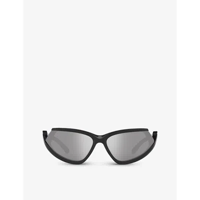 Balenciaga Mens Black 6e000312 Bb0289s Rectangle-shape Injected Sunglasses