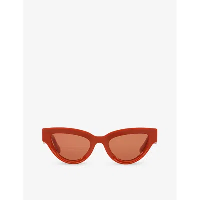 Bottega Veneta Womens Orange 6j000413 Bv1249s Cat Eye-frame Injected Sunglasses