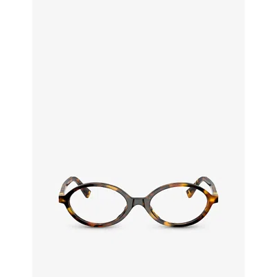 Miu Miu Mens Brown Mu 01xv Oval-frame Tortoiseshell Acetate Eyeglasses