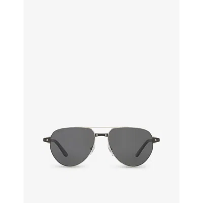 Cartier Mens Silver Ct0425s Pilot-frame Metal Sunglasses In Metallic