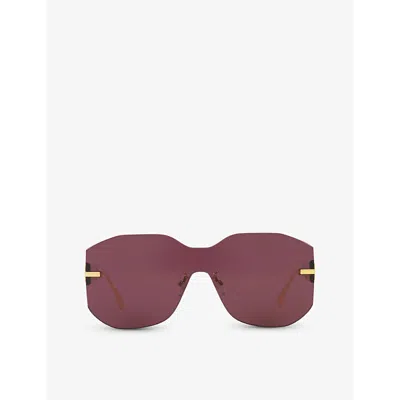 Fendi Mens Gold Fe40067u Rectangle-frame Metal Sunglasses