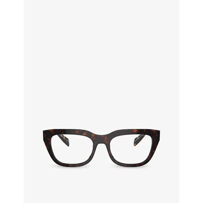 Prada Womens Brown Pr A06v Square-frame Tortoiseshell Acetate Eyeglasses In Black