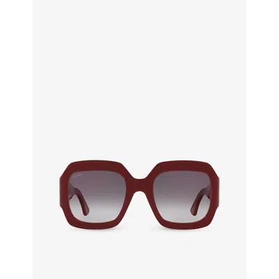 Cartier Womens Red Ct0434s Butterfly-frame Acetate Sunglasses