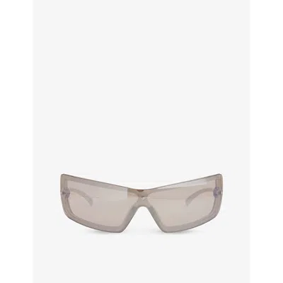 Le Specs Womens Smoke Silver The Bodyguard Rectangle-frame Polyethylene Sunglasses In Neutral