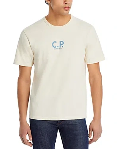 C.p. Company Natural Jersey T-shirt With Logo In Off-white