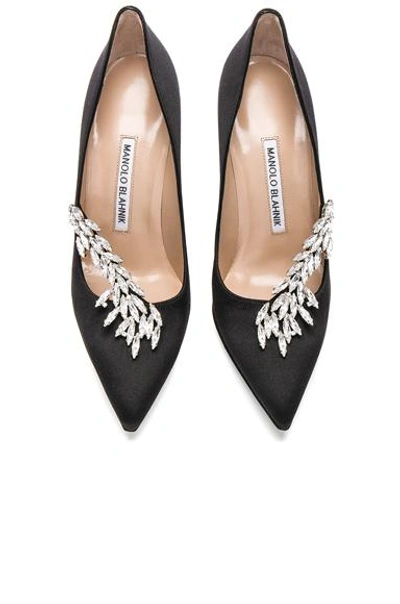 Manolo Blahnik Satin Nadira Heels In Black