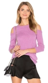 A.W.A.K.E. 27 MILES MALIBU ROXANNA COLD SHOULDER SWEATER IN PURPLE. ,ROXANNA