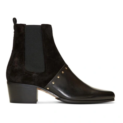 Balmain 40mm Artemisia Suede & Leather Boots In Black