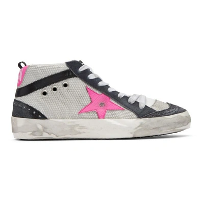 Golden Goose Mid Star Mid-top Woven Trainers In White